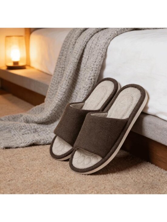 Men\'s Coffee Slippers Breathable Slip-on Indoor Slippers Washable Home Shoes main image 5